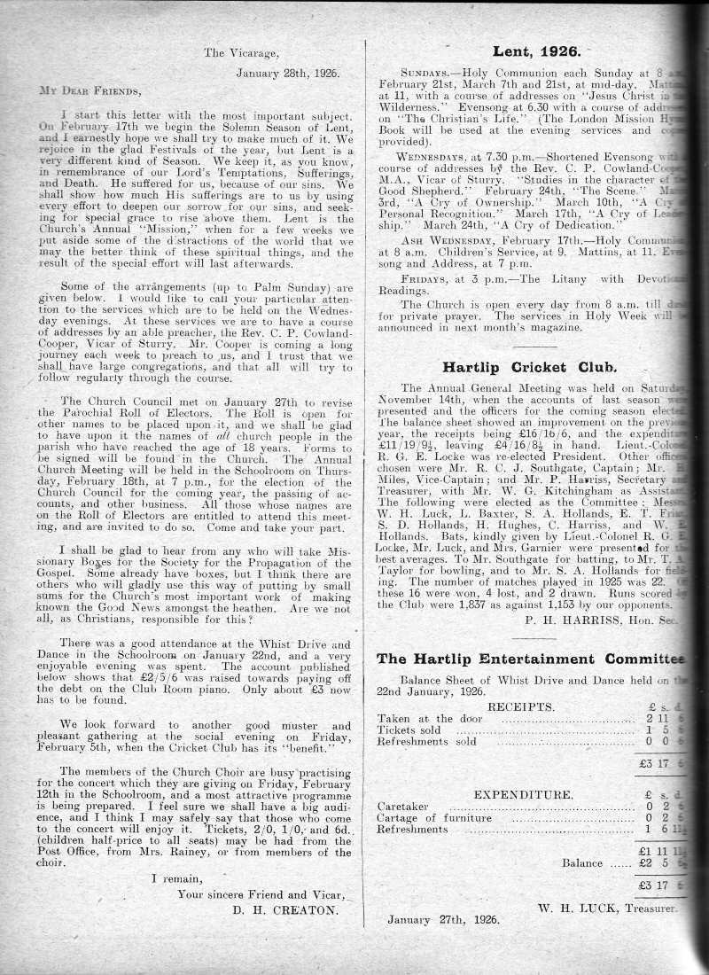 Parish Magazine page number 2 for Feb 1926