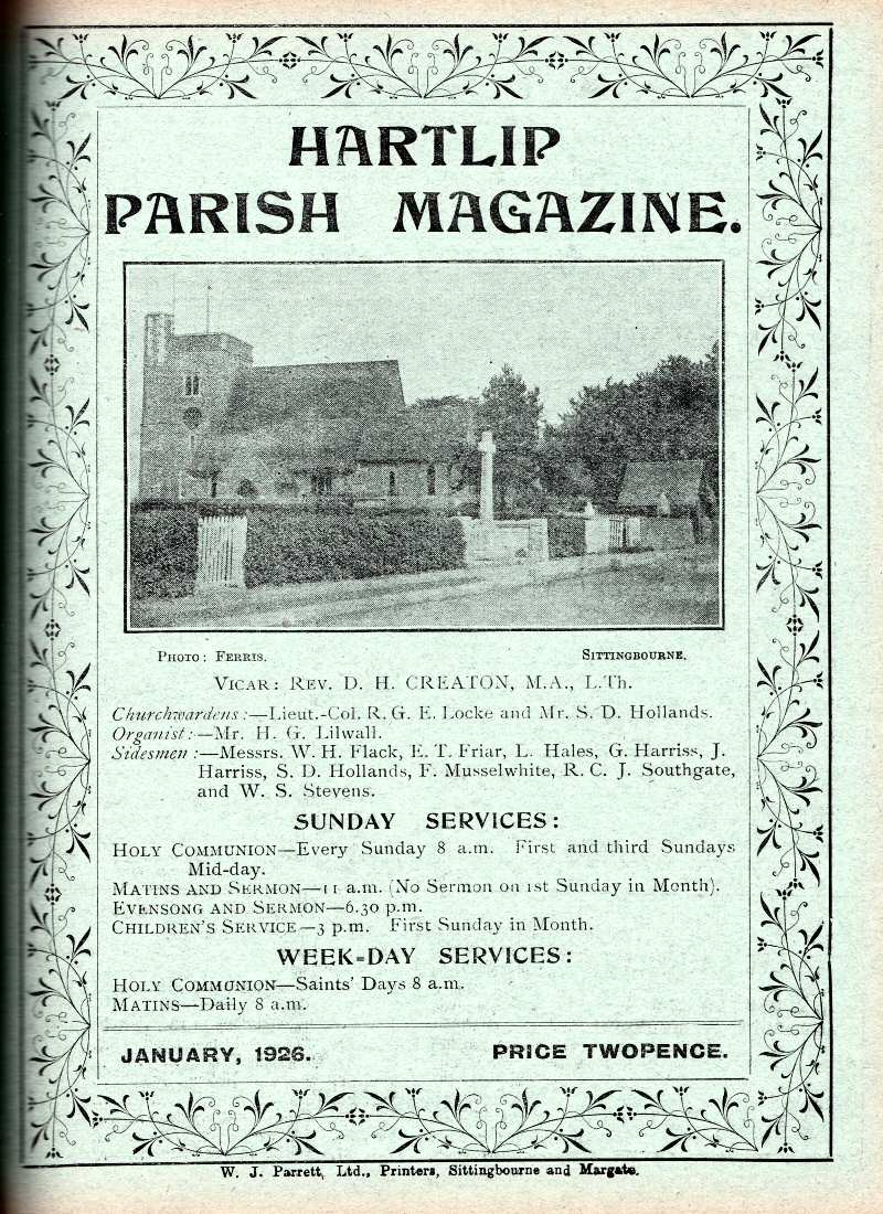 Parish Magazine page number 1 for Jan 1926