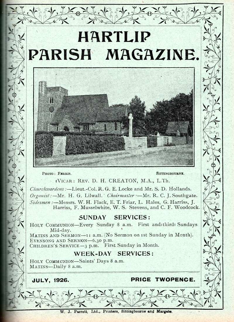Parish Magazine page number 1 for Jul 1926