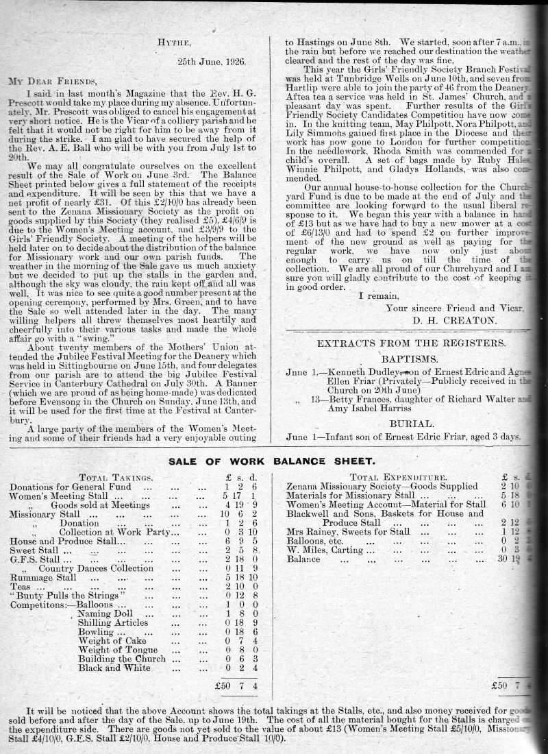 Parish Magazine page number 2 for Jul 1926