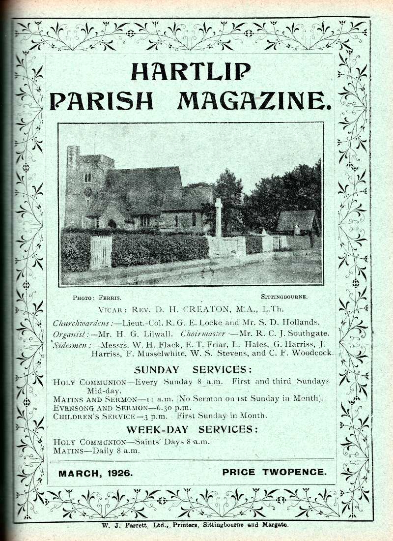 Parish Magazine page number 1 for Mar 1926