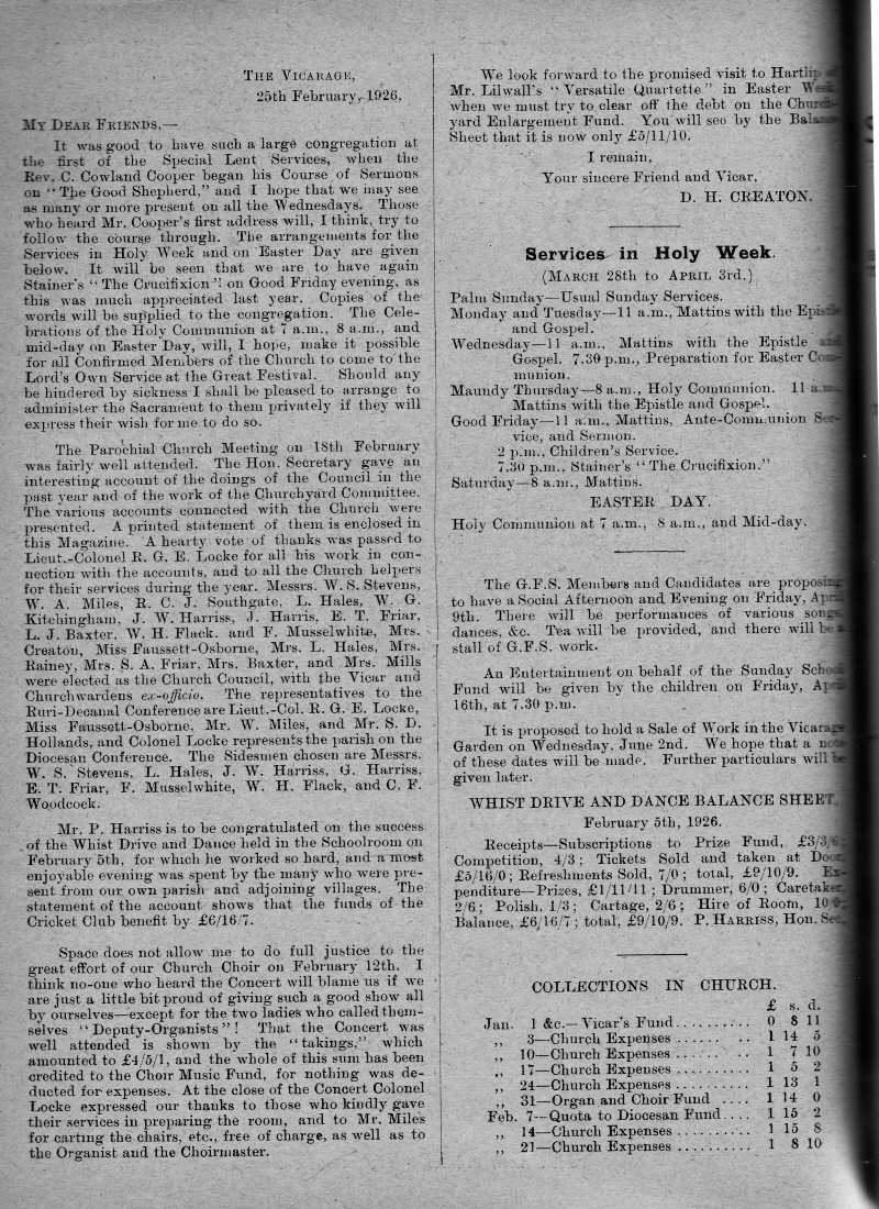 Parish Magazine page number 2 for Mar 1926