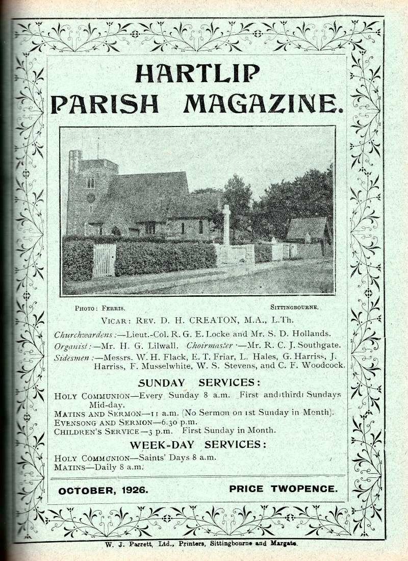Parish Magazine page number 1 for Oct 1926