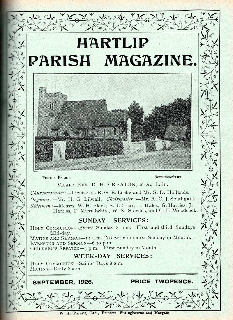 Parish Magazine page number 1 for Sep 1926