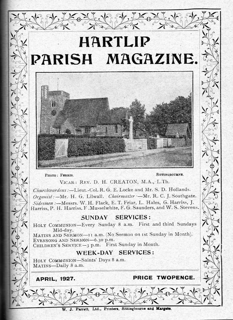 Parish Magazine page number 1 for Apr 1927