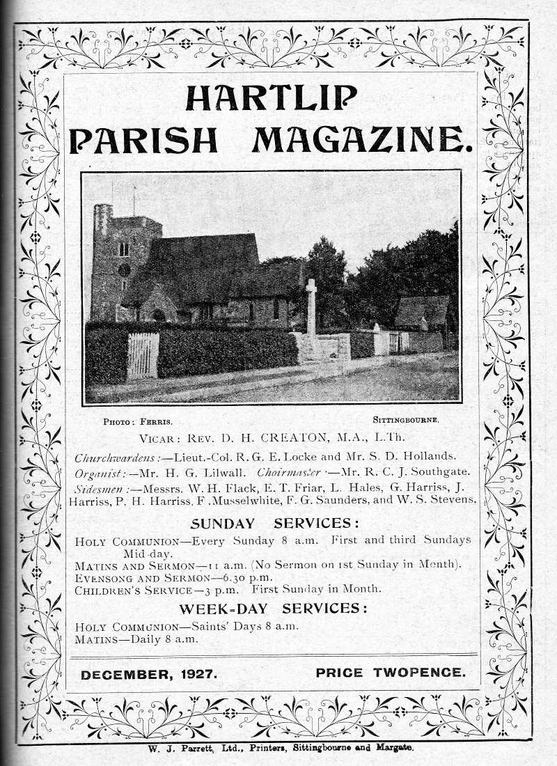 Parish Magazine page number 1 for Dec 1927