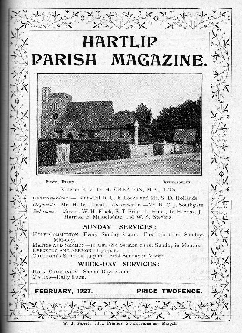 Parish Magazine page number 1 for Feb 1927