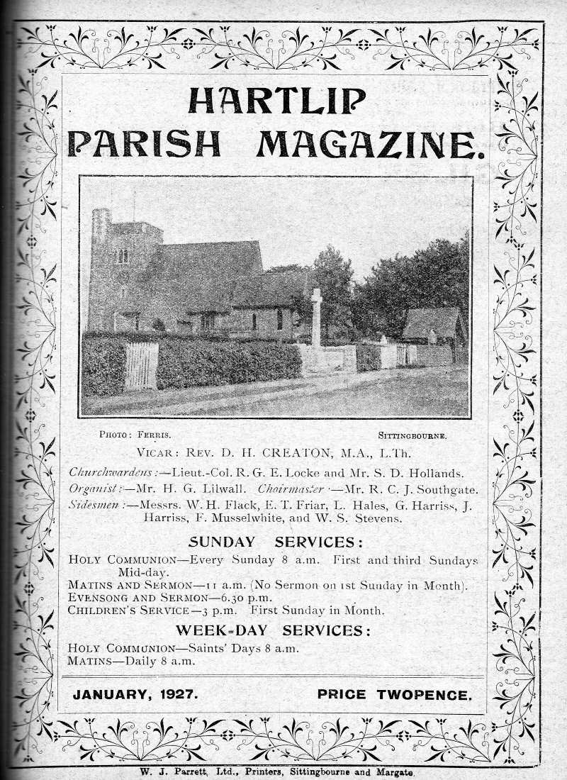 Parish Magazine page number 1 for Jan 1927