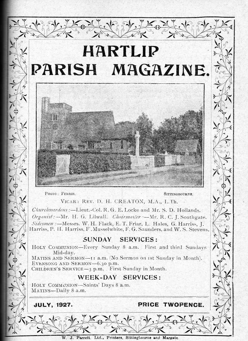 Parish Magazine page number 1 for Jul 1927