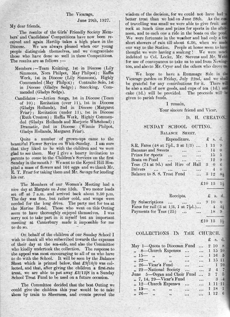 Parish Magazine page number 2 for Jul 1927