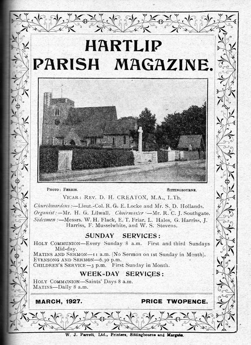 Parish Magazine page number 1 for Mar 1927