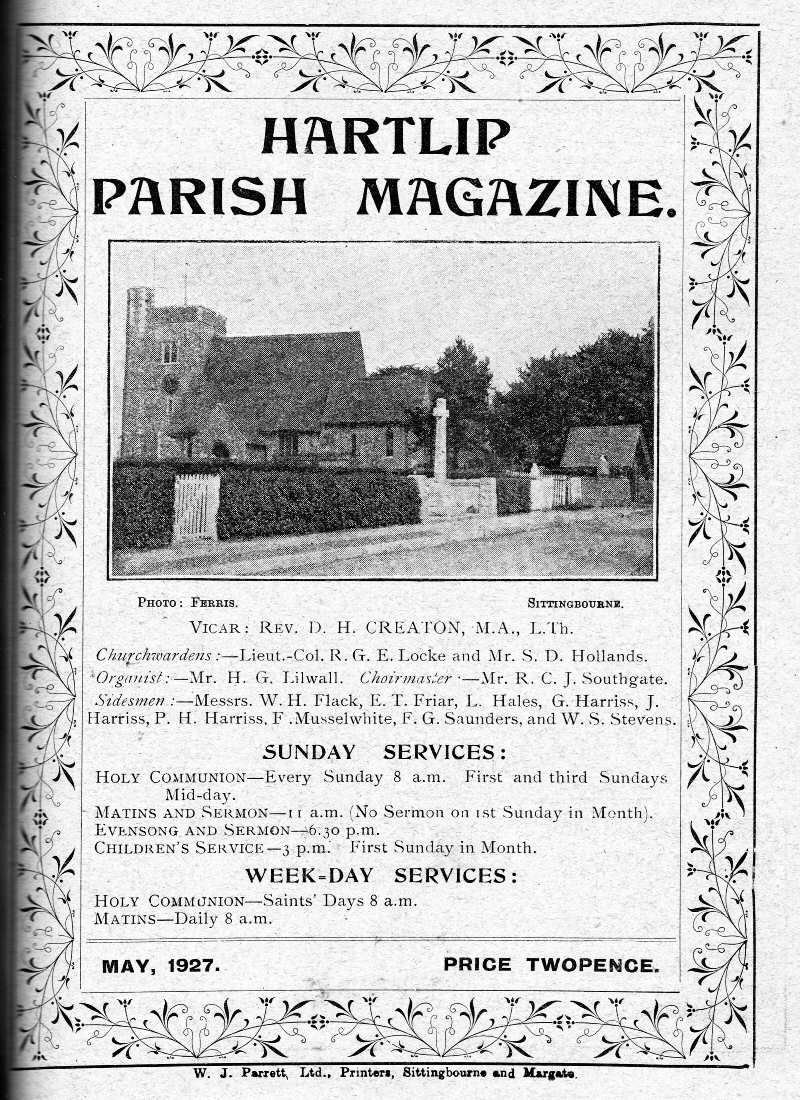 Parish Magazine page number 1 for May 1927
