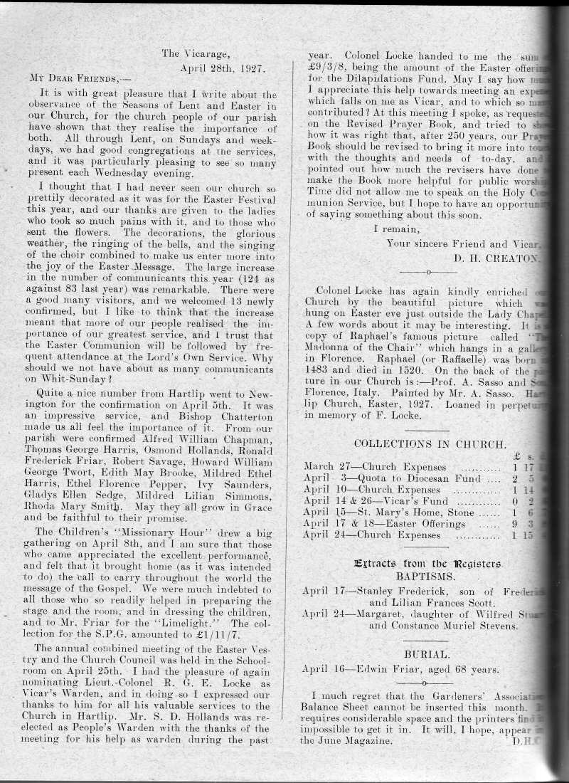 Parish Magazine page number 2 for May 1927