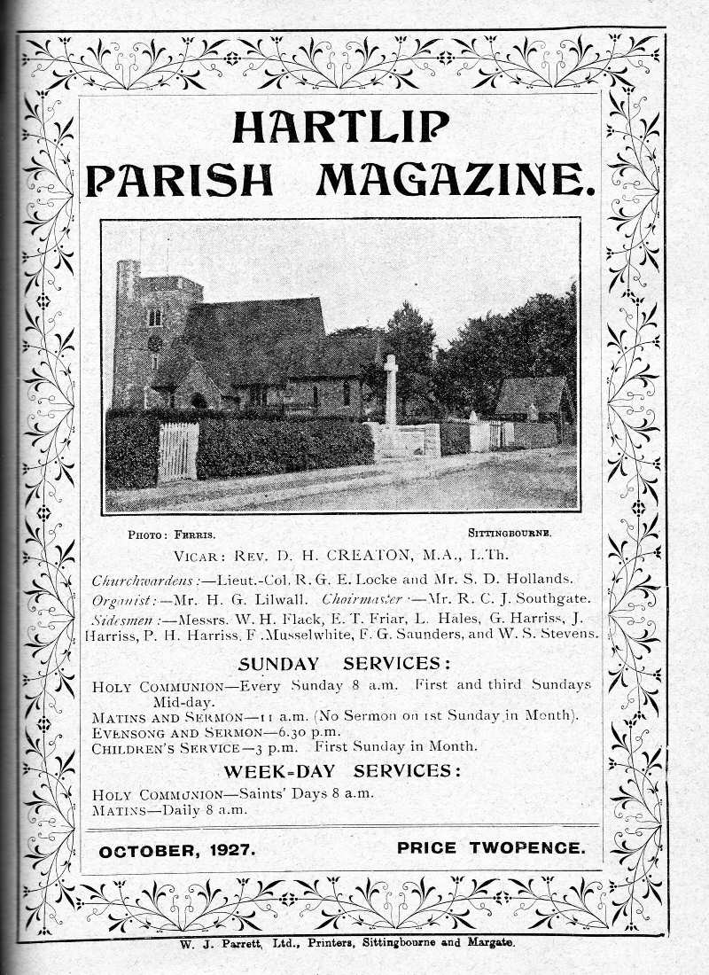 Parish Magazine page number 1 for Oct 1927