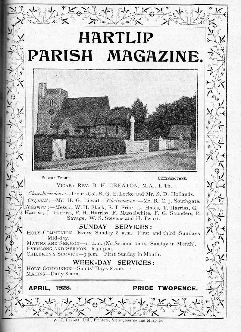 Parish Magazine page number 1 for Apr 1928