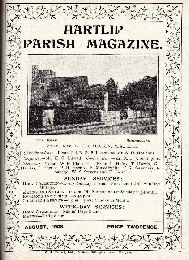 Parish Magazine page number 1 for Aug 1928