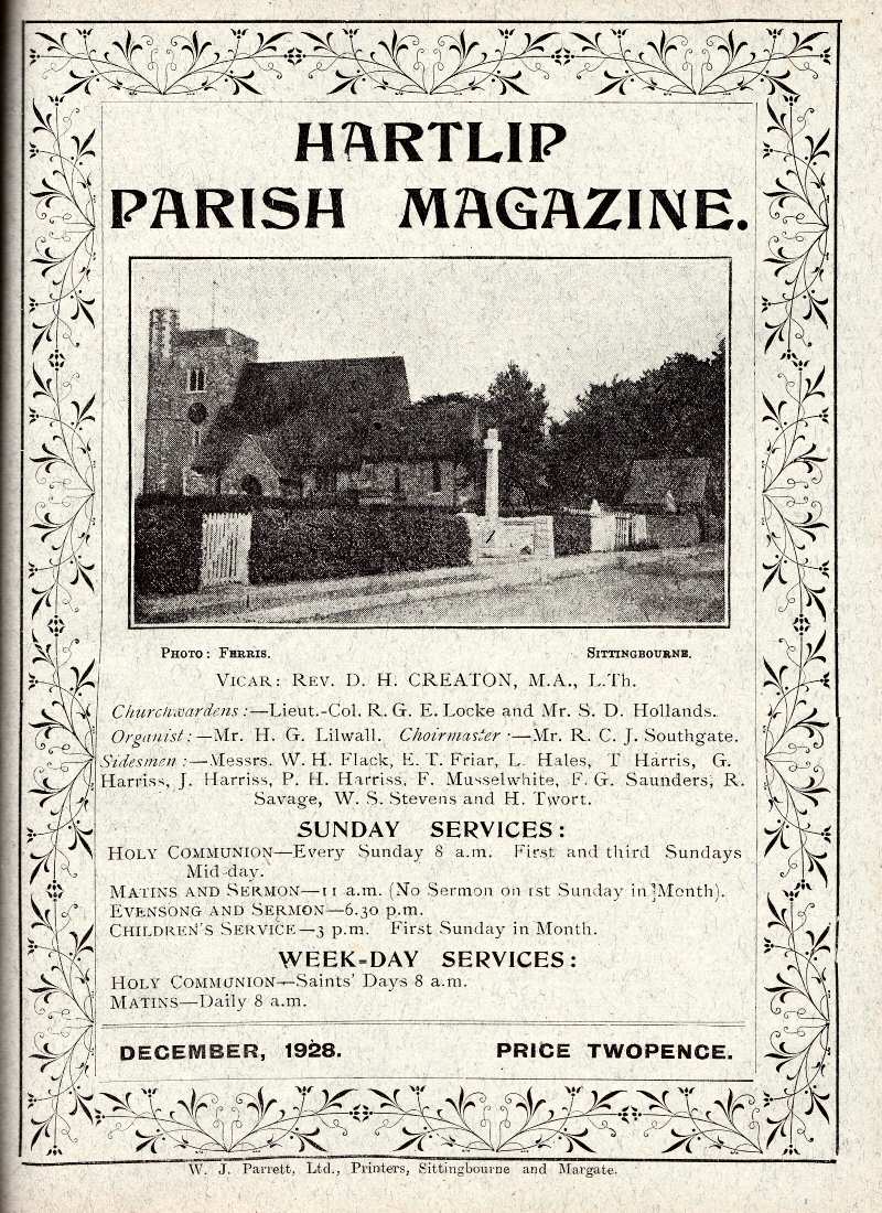 Parish Magazine page number 1 for Dec 1928