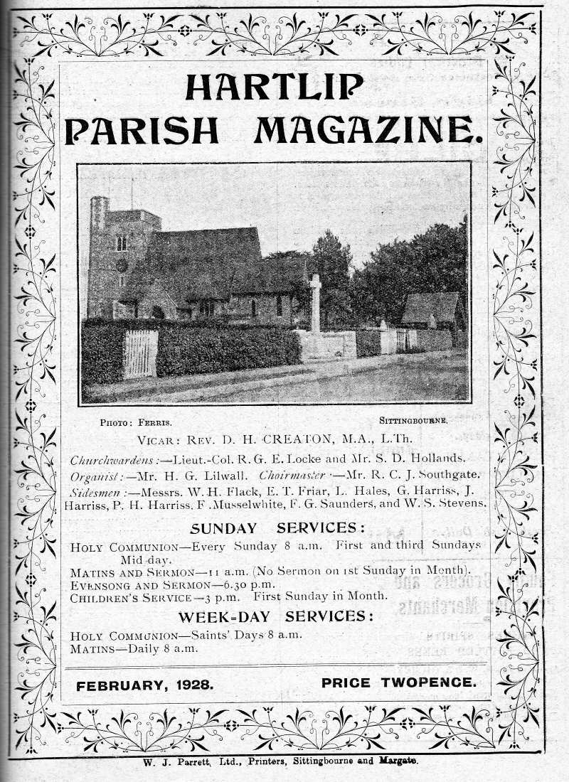 Parish Magazine page number 1 for Feb 1928