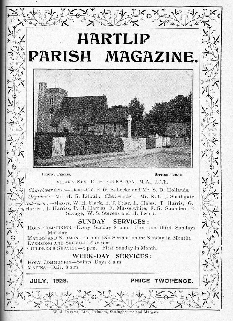 Parish Magazine page number 1 for Jul 1928