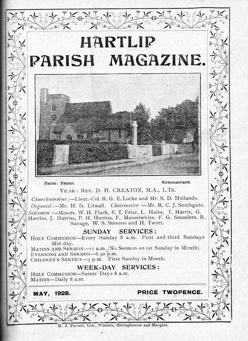 Parish Magazine page number 1 for May 1928