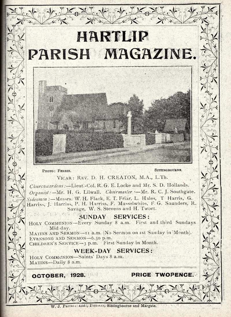 Parish Magazine page number 1 for Oct 1928