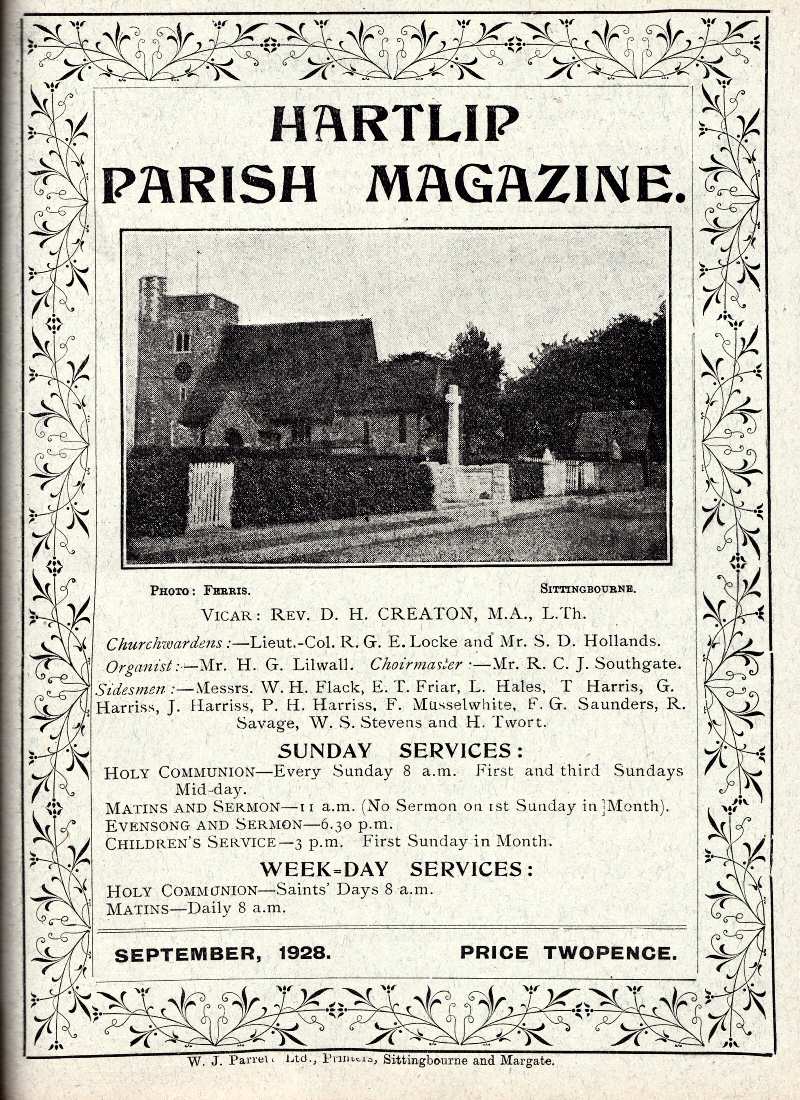 Parish Magazine page number 1 for Sep 1928