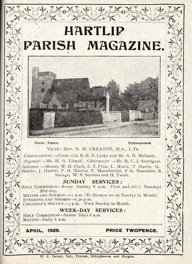 Parish Magazine page number 1 for Apr 1929