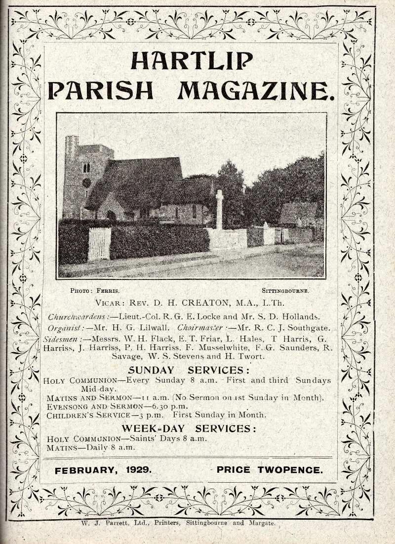 Parish Magazine page number 1 for Feb 1929