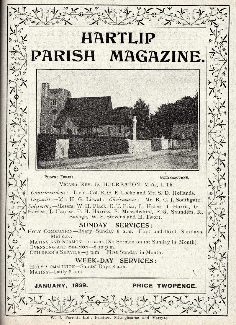 Parish Magazine page number 1 for Jan 1929