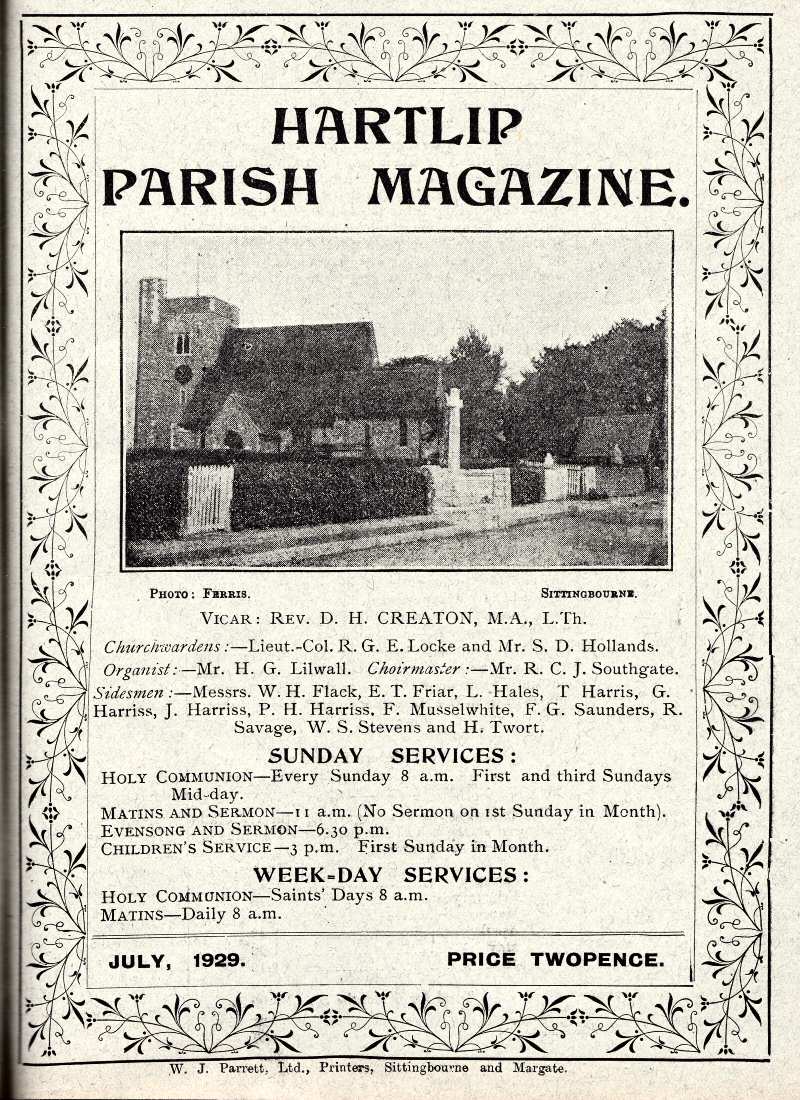 Parish Magazine page number 1 for Jul 1929
