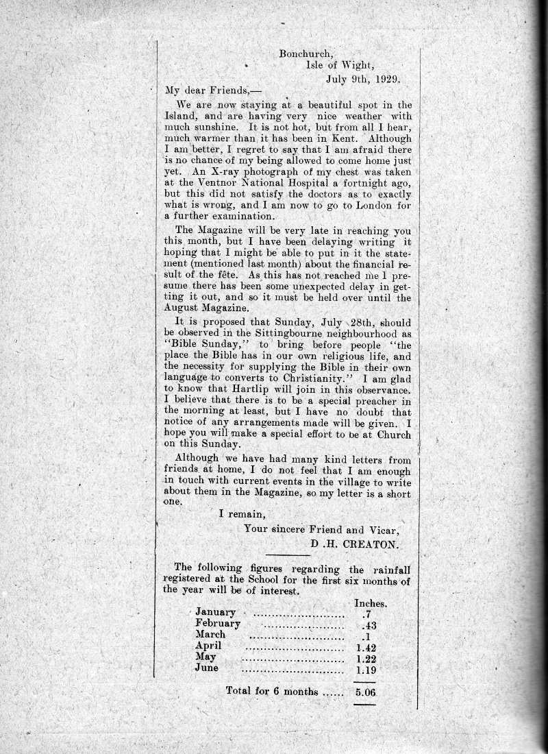 Parish Magazine page number 2 for Jul 1929