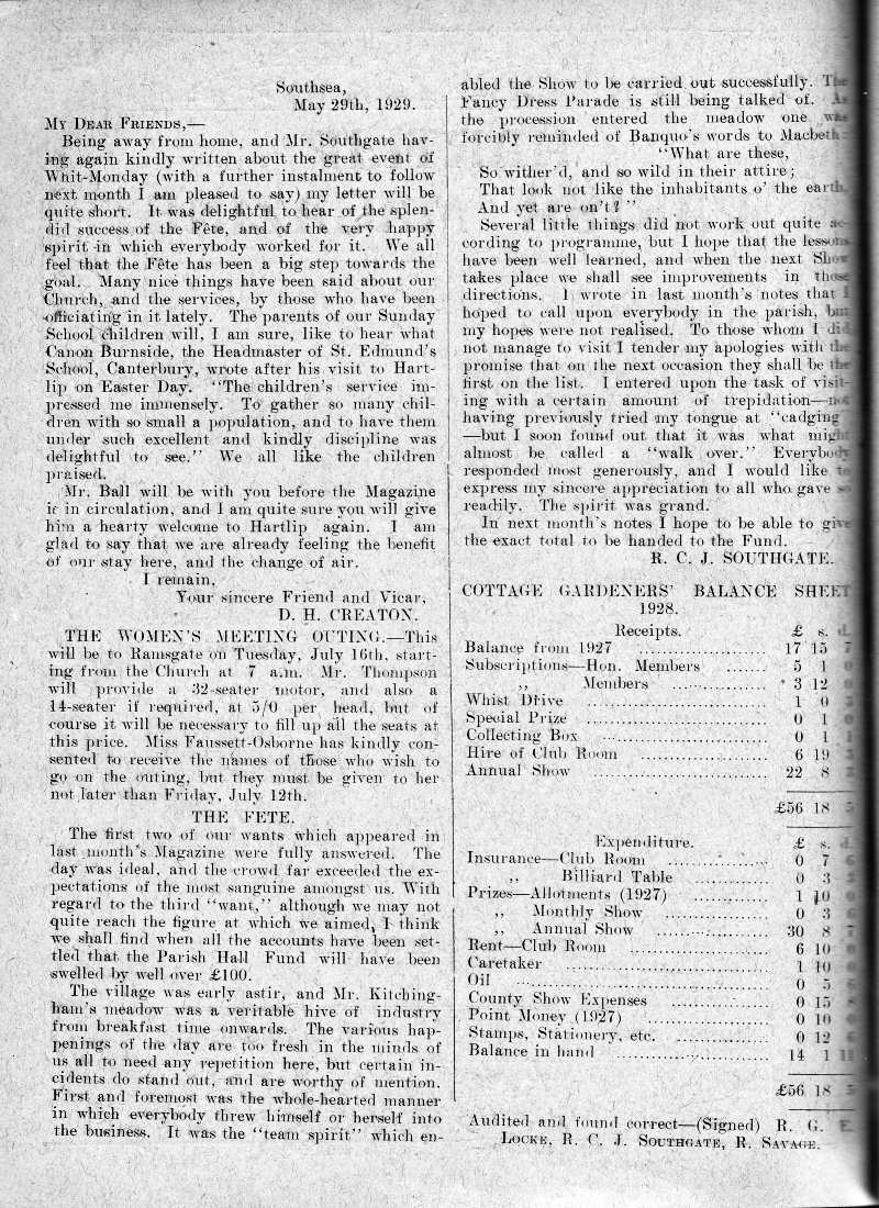 Parish Magazine page number 2 for Jun 1929