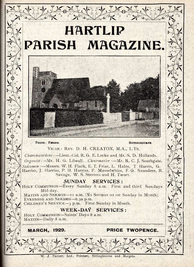 Parish Magazine page number 1 for Mar 1929