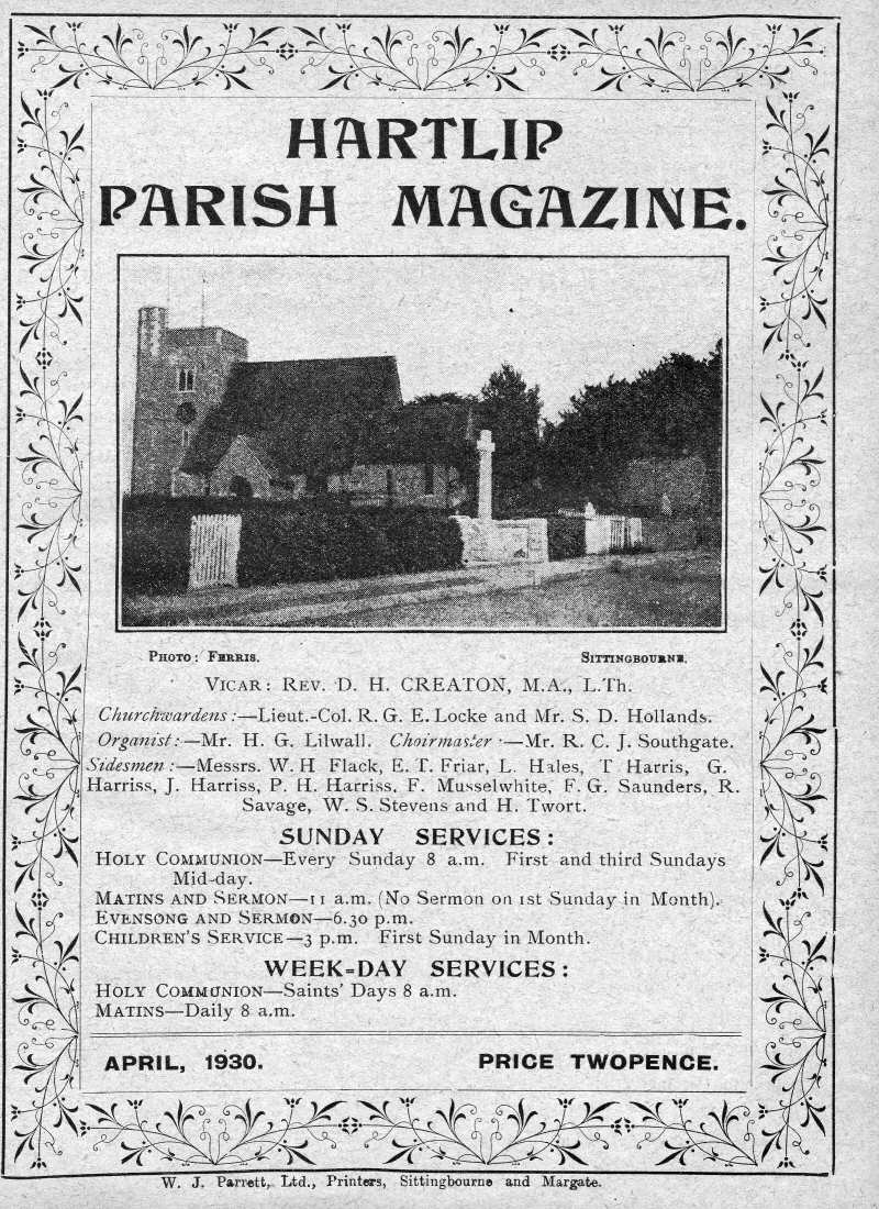 Parish Magazine page number 1 for Apr 1930