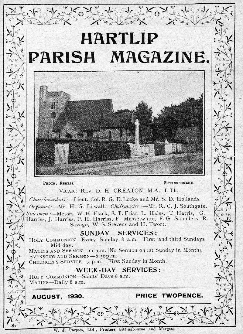 Parish Magazine page number 1 for Aug 1930