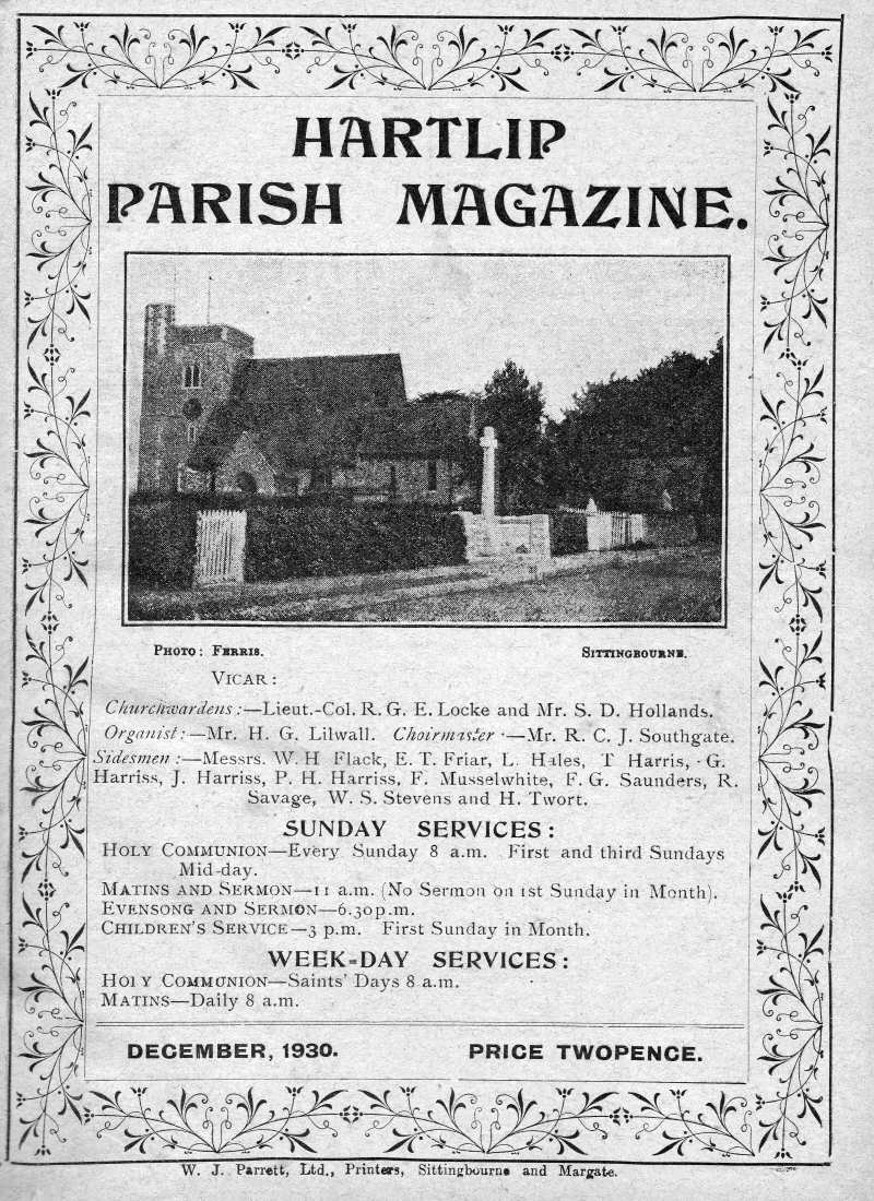 Parish Magazine page number 1 for Dec 1930