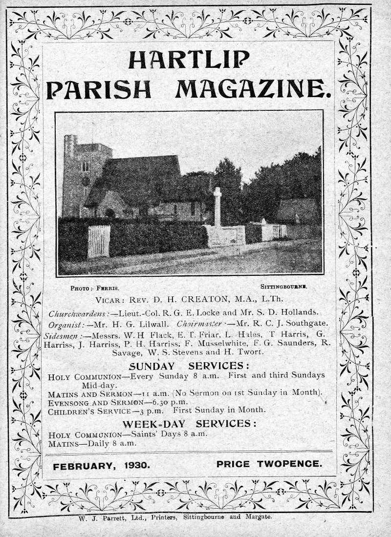 Parish Magazine page number 1 for Feb 1930