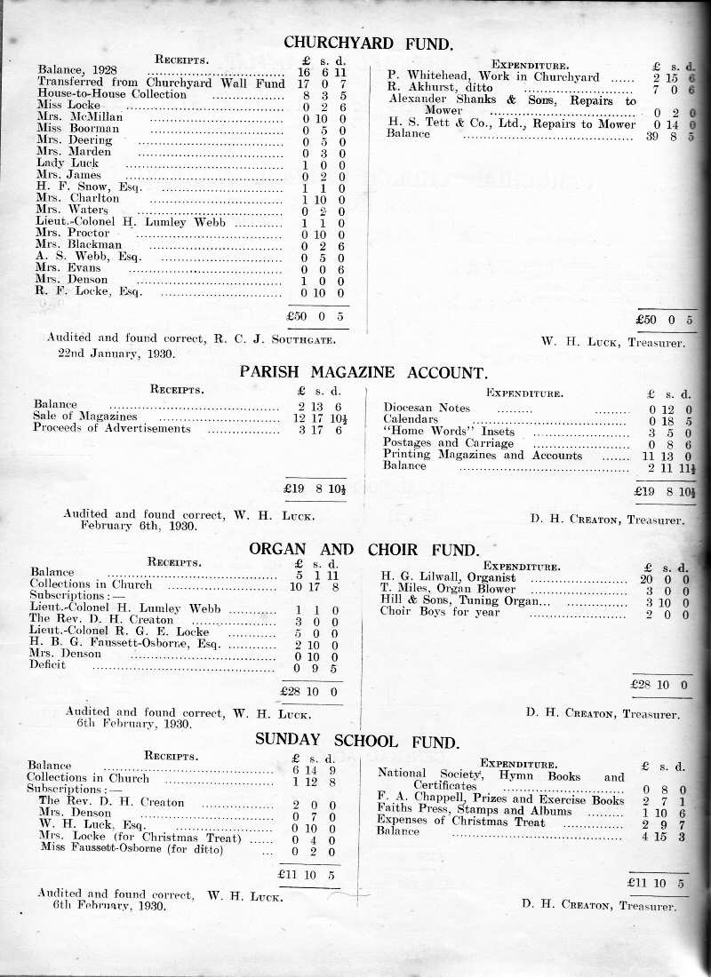 Parish Magazine page number 4 for Feb 1930