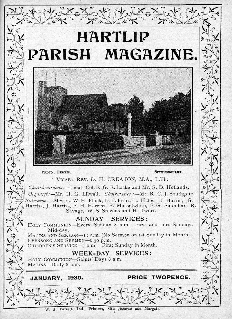 Parish Magazine page number 1 for Jan 1930