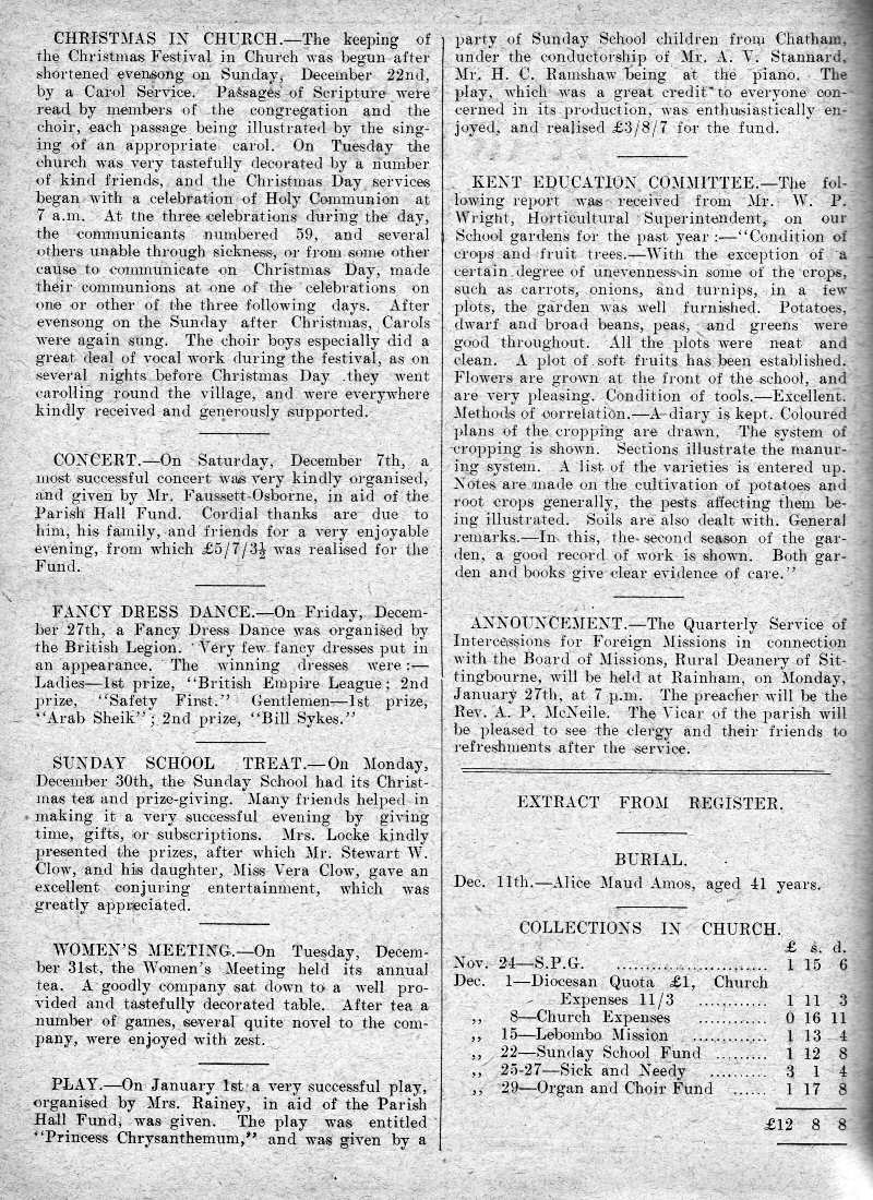 Parish Magazine page number 2 for Jan 1930