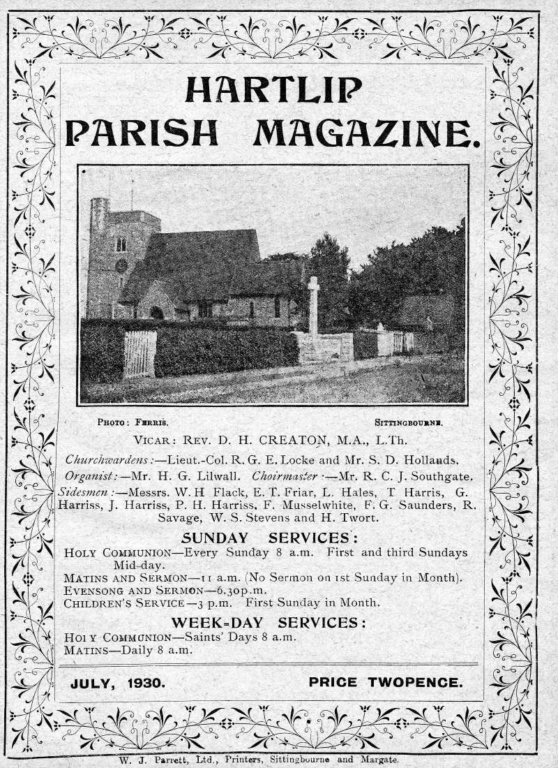 Parish Magazine page number 1 for Jul 1930