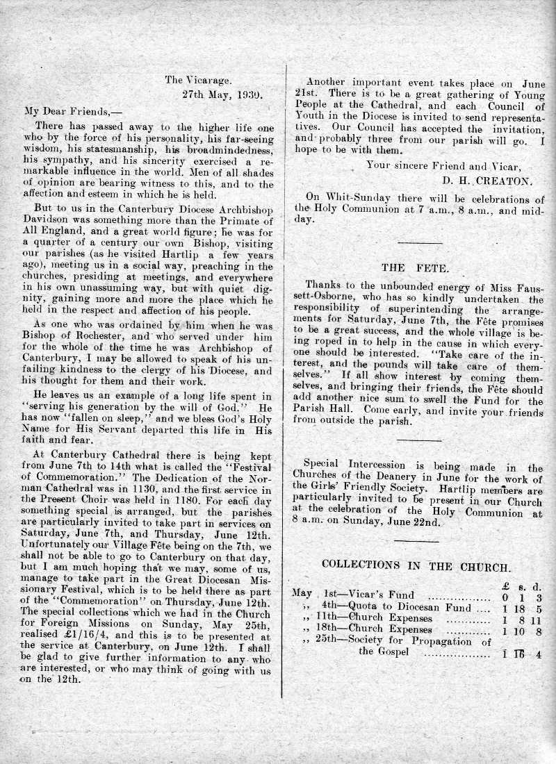 Parish Magazine page number 2 for Jun 1930