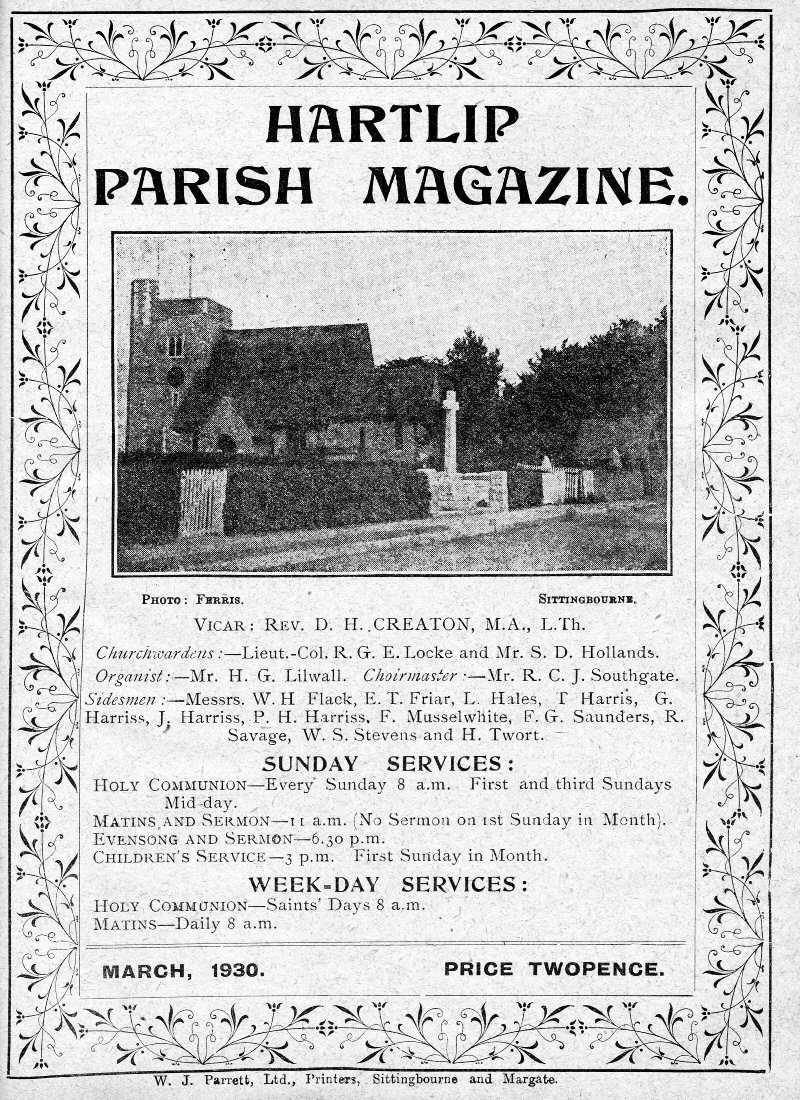 Parish Magazine page number 1 for Mar 1930
