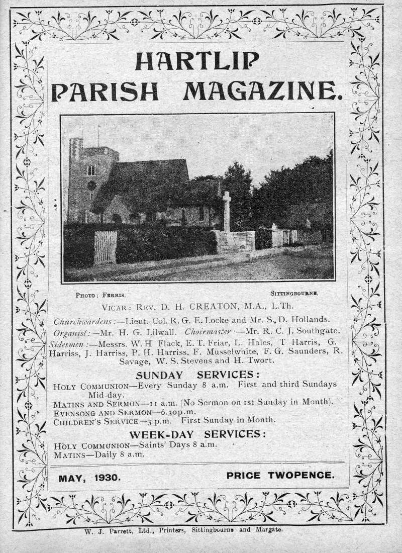 Parish Magazine page number 1 for May 1930