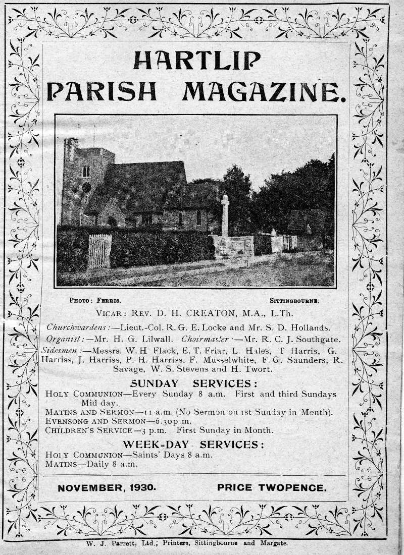 Parish Magazine page number 1 for Nov 1930