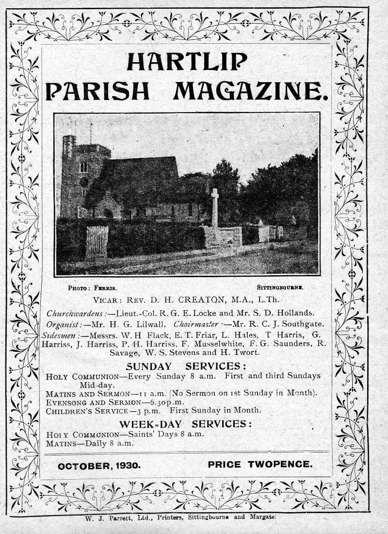 Parish Magazine page number 1 for Oct 1930