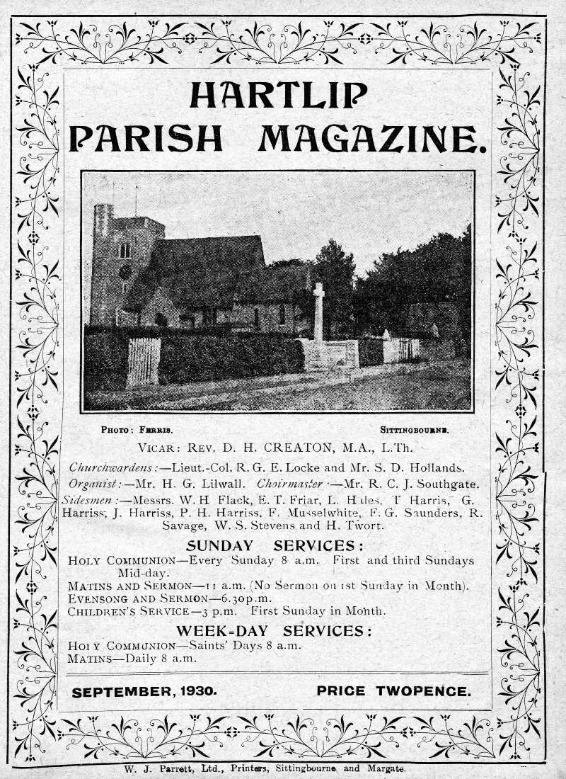 Parish Magazine page number 1 for Sep 1930