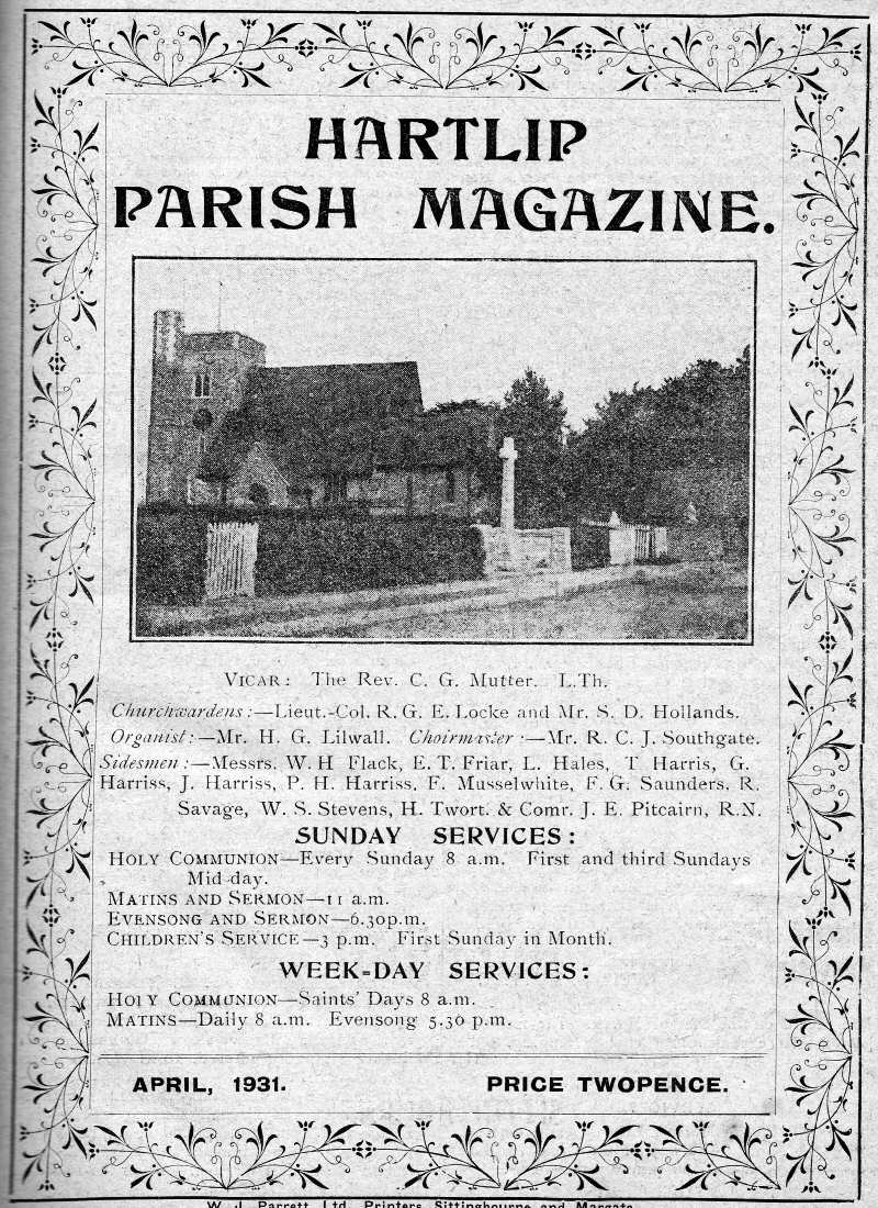 Parish Magazine page number 1 for Apr 1931