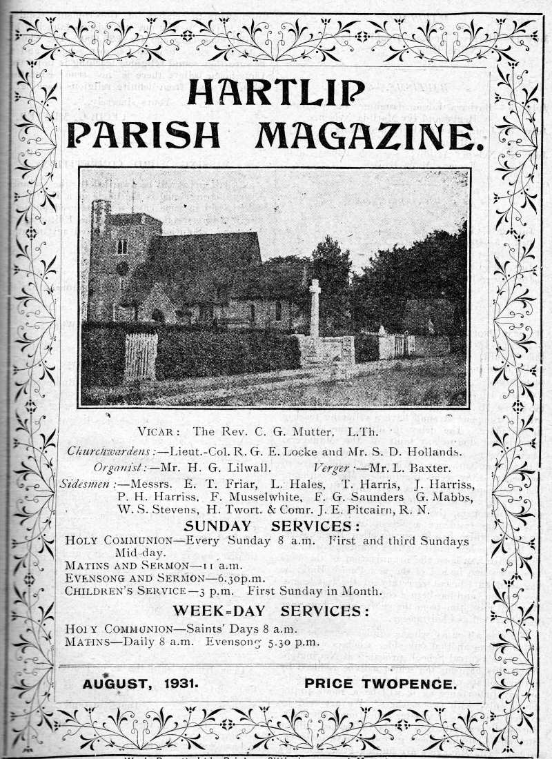 Parish Magazine page number 1 for Aug 1931
