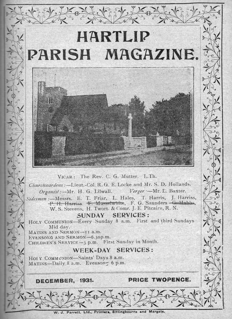 Parish Magazine page number 1 for Dec 1931